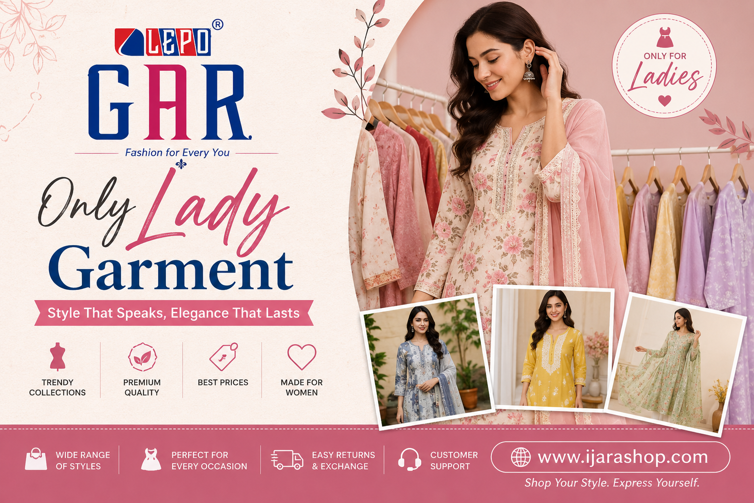 Lepo Gar brings you a stylish and elegant collection of women’s garments designed for every occasion. From traditional styles to modern trends, our collection offers something special for every woman.
